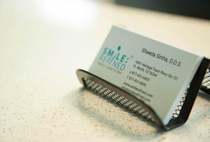 Keller dentist, Dr. Sinha business cards