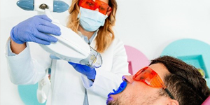 patient getting teeth whitened